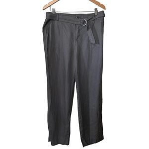 TAHARI Women's Charcoal Gray Belted High Rise Flare Leg Career Dress Pants 12